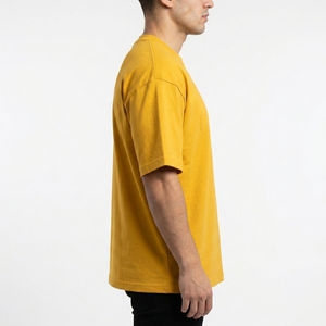 Camiseta de Manga Corta con Cuello Redondo Amarillo para Hombre, Corte Regular, Diseño Geométrico con Pedrería, Transpirable, de Algodón Jersey, Estilo Casual Urbano - Product Image 2