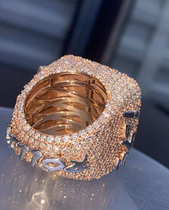 Gold Moissanite Name <b>Ring</b> Custom <b>Initial</b> <b>Ring</b> Personalized Statement Jewelry Hip Hop Luxury Mens Womens Wedding Anniversary Gift - Product Image 5