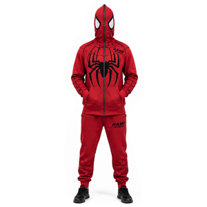 Wholesale Good Quality Cotton/<b>Polyester</b> Fleece Breathable Windproof Winter Spider Flock Embroidered <b>Hoodie</b> Best Supplier - Product Image 1