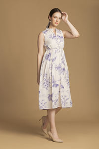 Elegante Vestido Blanco con Estampado Floral, Corte Evase, para Fiestas, para Mujer, para Ocasiones Formales, Disponible a Precio de Mayoreo Razonable - Product Image 2