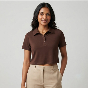 <b>Women's</b> Summer Short Sleeve T-<b>Shirt</b> <b>Polo</b> Ladies Turn Down Collar Short <b>Polo</b> <b>Shirt</b> Oversized Cropped <b>Polo</b> <b>Shirts</b> <b>Women</b> - Product Image 1