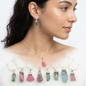 Collar con Colgante de Turmalina Natural Personalizado con Base de Plata de Ley 925 - Product Image 1