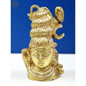 Hecho a mano 3 pulgadas pequeño Lord Shiva cabeza escultura latón artículo hecho en La India - Product Image 1