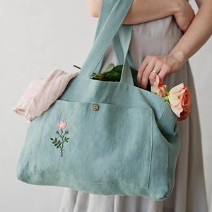 EcoDari Premium Eco Friendly Fashion Letter Pattern Reusable Cotton Tote <b>Bag</b> with Woven Shoulder Handle for Grocery & Daily Use - Product Image 1