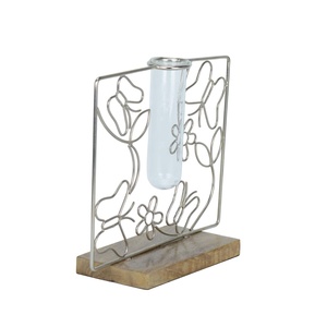 Vase de table moderne en métal en forme de papillon avec tube en verre, hauteur 31,5 cm, noir, porte-fleurs décoratif - Product Image 3