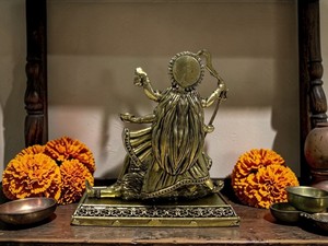 Brass Wax Casting Maa Kali <b>Statue</b> Handmade Hindu Goddess Idol for Home Temple Decor - Product Image 3