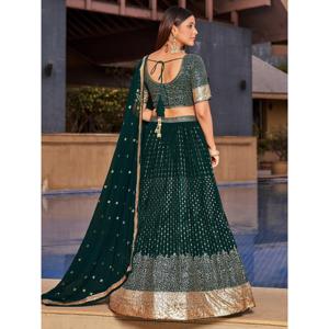 Lentejuelas verdes encantadoras Georgette Mehendi Wear Lehenga Choli - Product Image 2