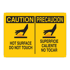 Señal de advertencia de superficie caliente bilingüe de 7x10 pulgadas para seguridad industrial y de laboratorio - Product Image 1