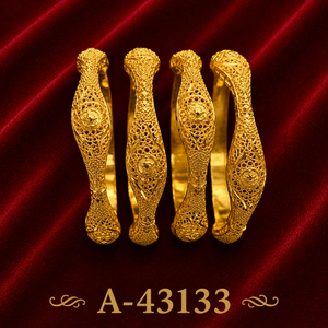 Bracelets manchette géométriques dorés avec pompon A-43131 Bijoux de mariage vintage pour femme - Product Image 3