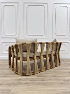 Modern Outdoor Garden Daybed <b>Sofa</b> <b>Set</b> with Rattan Rope Cushions and Throw Pillows - Product Image 4