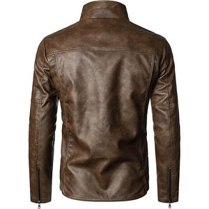 Chaqueta de Cuero Genuino para Hombre, Estilo Biker, Corte Ajustado, Moda Urbana de Invierno, Venta al Por Mayor Directa de Fábrica, Marca Privada - Product Image 2