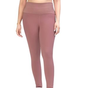 . <b>Women's</b> Dusty Rose High Waist Full Length Leggings Slim Fit <b>Stretch</b> Pants Wide Waistband Casual Yoga Workout <b>Trousers</b> - Product Image 1