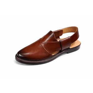 Sandalias Peshawari de Cuero para Hombre, Marca LEATHER STUDIO, Precio Bajo, Color Marrón, Entresuela de EVA, Transpirables, con Tiras Cruzadas y Hebilla, Suela de Goma - Product Image 1