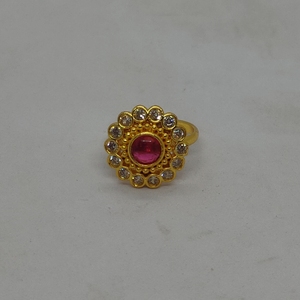 Luxury Pink Crystal Round <b>Statement</b> <b>Ring</b> Gold Plated Floral Cubic Zirconia Halo Designer Jewelry for Women Wholesale - Product Image 1