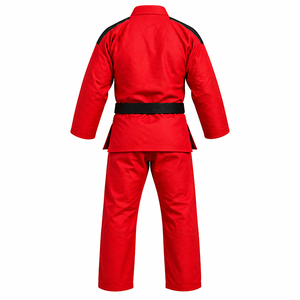Kimonos de Jiu-Jitsu personnalisés rouges, Kimono BJJ noir en tissage perlé de 350 à 550 grammes, Vente en gros de Gis BJJ brésiliens 100% coton de la meilleure qualité - Product Image 2