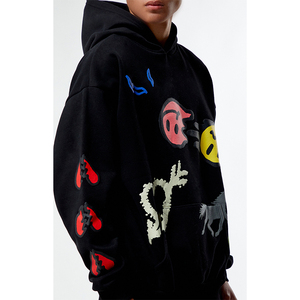 Sweat à capuche oversize pour homme, style streetwear, 100% coton, doublure polaire épaisse, écologique, broderie, impression numérique, rouge - Product Image 3