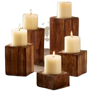 Natural wooden candle holder vudy decorative wooden candle holder