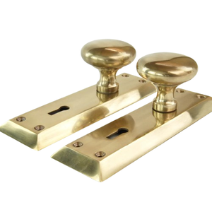 solid Brass round knob handle with back <b>plate</b> wholesale mortise <b>door</b> handle unlacquered lever <b>door</b> handle - Product Image 1