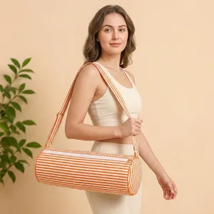 Bolsa de Transporte para Esterilla de Yoga Acolchada de Algodón de Alta Calidad, Lavable, Ecológica, Hecha a Mano, Estampada, para Pilates, Gimnasio, Ejercicio, Meditación, Personalizada - Product Image 5