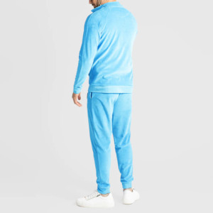 Men's <b>Light</b> Blue Tracksuit Set Full Sleeve Zipper Front Skull Print Casual Wear Spring Breathable Polyester Joggers - Product Image 4