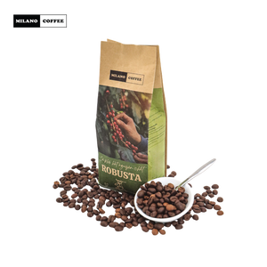 Private Label Milano <b>Coffee</b> 250g Pure <b>Robusta</b> <b>Coffee</b> <b>Beans</b> Light Roast Strong Aroma Bold Flavor Specialty Full City+ Vietnam OEM - Product Image 1