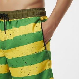 Shorts de bain unis pour hommes en gros – Écologiques, infroissables, séchage rapide, anti-UV, respirants, en coton/polyester - Product Image 3
