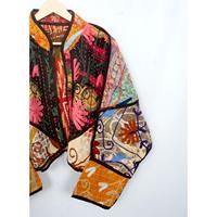 Veste Kantha pour femmes en coton 100% écologique, respirante, multicolores, style ethnique, faite à la main, vintage, hiver, vente en gros