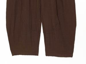 Combinaison marron sans manches à col mandarin, taille haute, jambe large, ceinturée, style chinois, pour femme, longueur intégrale, couleur unie, coupe ample - Product Image 6