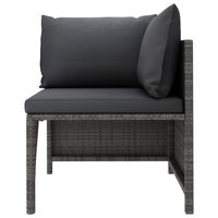 Graues Polyrattan-Eckgartensofa mit Kissen Gartenmöbel Zeitgenössisches Design
