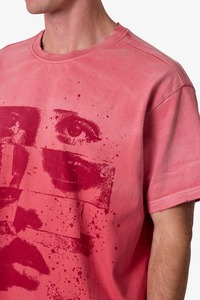 Camiseta Gráfica Oversize Rosa para Hombre, Estilo Urbano, con Estampado de Rostro Abstracto, Corte Regular, Manga Corta, Algodón Jersey - Product Image 6
