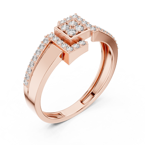 Rose <b>Gold</b> Plated Geometric Cluster Diamond <b>Ring</b> for Women Elegant Statement <b>Cocktail</b> <b>Ring</b> Sparkling Luxury Jewelry Gift - Product Image 4