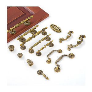 Lüks pirinç çekmece kolu Modern avrupa Vintage altın saf bakır mobilya mutfak dolap için kapı kolu - Product Image 2