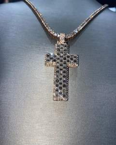 Collar con Colgante de Cruz Cristiana con Incrustaciones de Diamantes, Plata 925, Moissanita, Chapado en Oro de 18K, Lujoso, Estilo Hip Hop, Regalo de Bautismo - Product Image 2