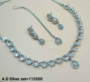 Ensemble de bijoux de mariée en diamant américain classique Collier et boucles d'oreilles en deux pièces pour mariage Style classique à la mode - Product Image 3