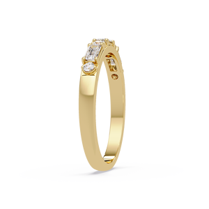 แหวนแต่งงานทองคำขาว 14K คลาสสิก ประดับมรกตและเพชรทรงกลมเพาะเลี้ยงในห้องปฏิบัติการ แหวนครึ่งวงนิรันดร์แบบกำหนดเอง เครื่องประดับชั้นดี - Product Image 3