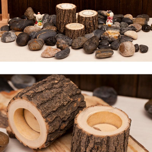 Ensemble de porte-bougies en bois pour bougies chauffe-plat, centre de table rustique, décorations de mariage, décoration de Noël, décoration rustique pour la maison - Product Image 2