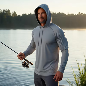 Camiseta de Pesca con Capucha y Protección Solar UV, de Secado Rápido, con Diseño de Agua Azul, Manga Larga, OEM - Product Image 2