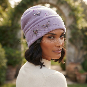 Großhandel Unmarkierte Wollmischung Strass/Edelstein Mützen mit Original-Schmuckdesigns Hohe Qualität für Mode-Einzelhändler - Product Image 5