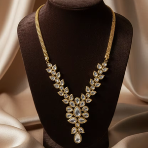 Conjunto de collar Kundan chapado en oro con pendientes a juego para novias y bodas, venta al por mayor para compradores de fábrica y exportación. - Product Image 1