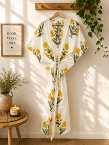Premium Cotton Maxi <b>Kaftan</b> Dress Women | V-neck Batwing Sleeves | Eco-Friendly Printed Floral | Resort <b>Beach</b> Holiday Wear | - Product Image 2