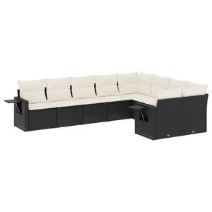 Conjunto de Sofás Modulares Grandes de Ratán PE Negro para Jardín, Muebles de Exterior Elegantes y Duraderos - Product Image 2