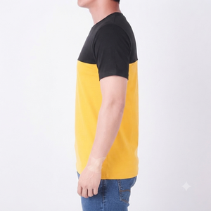 T-shirt décontracté en jersey de coton à manches courtes et col rond pour homme, motif têtes de mort tricotées noir et jaune, séchage rapide, anti-boulochage - Product Image 3