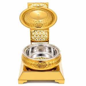 Gold Stainless Steel Chafing Dish Round Buffet <b>Server</b> Decorative <b>Food</b> Warmer for Restaurant Banquet Tabletop Use - Product Image 2
