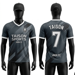 Camiseta de Fútbol para Hombre, Tela de Poliéster Premium, Diseño de Paneles Diagonales en Gris Oscuro y Negro, Ajuste Atlético Transpirable, Sublimación Personalizada - Product Image 6