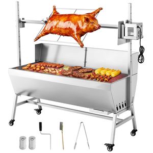 Griglia Girarrosto da Esterno 38W, Capacità 60 kg, a Carbone, per Maiale e Agnello, 4 Livelli HE, con Ruote per Barbecue in Giardino - Product Image 1
