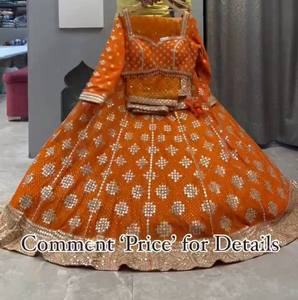 Divyam Creation F-1035 Lehenga Choli en Spandex Brodé Doré, Robe de Mariage Indienne Traditionnelle Longue pour Femme, Coupe Classique - Product Image 4