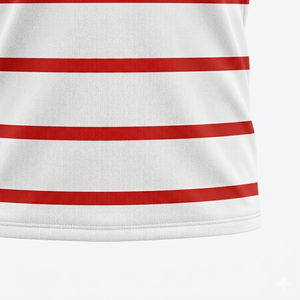Maillot de football pour homme à col en V, blanc et rayé rouge, manches courtes, respirant, en polyester, pour adultes, toutes saisons - Product Image 5