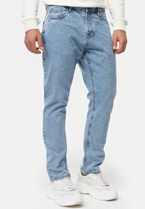 Jean en denim 100 % coton coupe droite, style délavé, jambe large, grande taille, baggy, personnalisé pour homme - Product Image 4