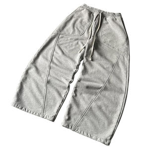 Oversized Straight Plus Size <b>Drawstring</b> Mid Waist Sporty Sweatpants 200g Spandex/Polyester Fleece Thick Loose Fit Jogger Pants - Product Image 3