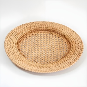 Handbraided chargers for tablescape decoration gold rattan charger plates <b>placemats</b> made in Vietnam - Product Image 6